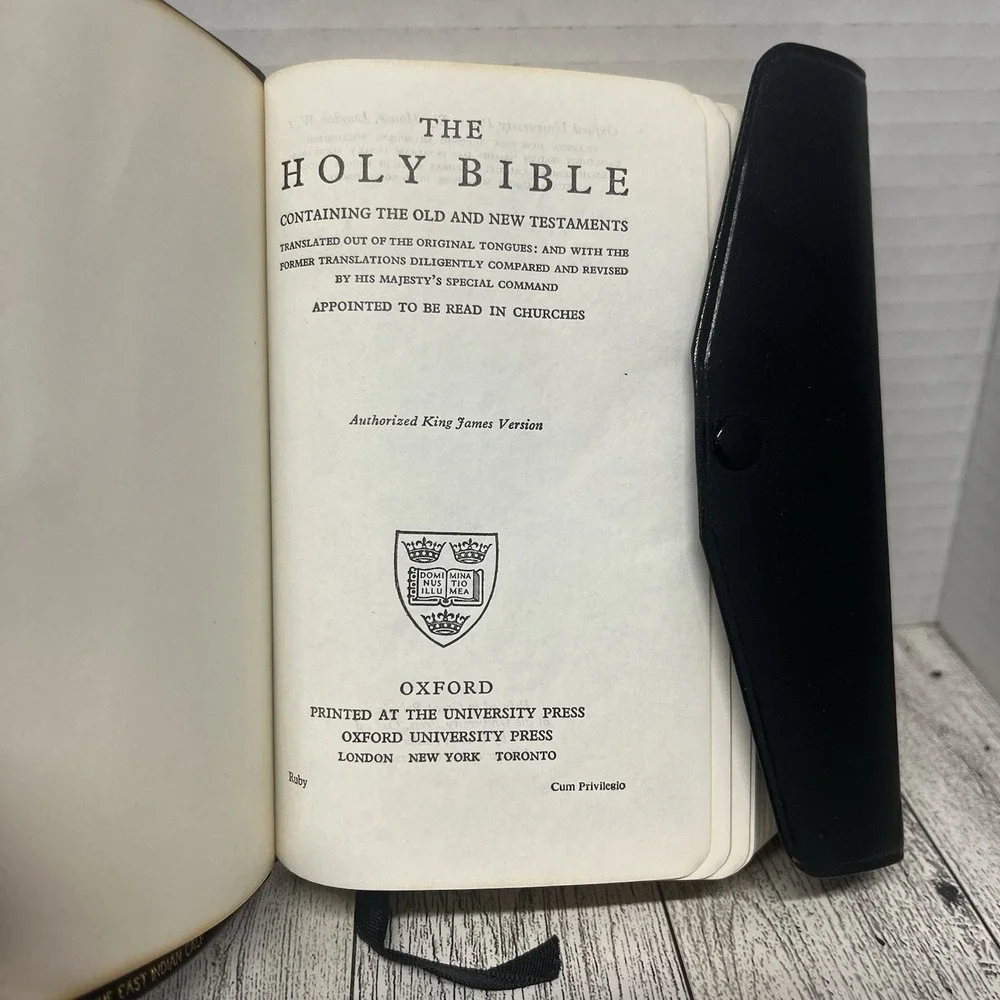 Vintage Oxford KJV Text Bible 01156x Button Flap Genuine East Indian Calf Boxed